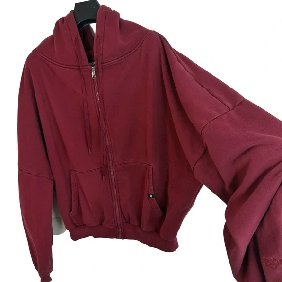 POPFLEX Women's Crimson Red Designer Premium Baggy Hoodie Massive Hood L/XL - Picture 3 of 9